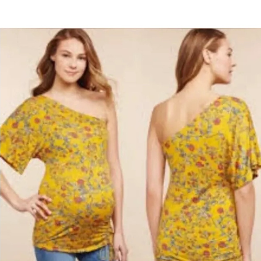 NWT Jessica Simpson Maternity Floral One Shoulder Side Tie Top XL
